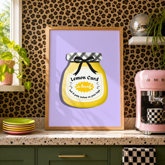 Bob Mortimer Inspired Lemon Curd Print | Funny Kitchen Wall Art | British Comedy Print | Colourful Kitchen Decor