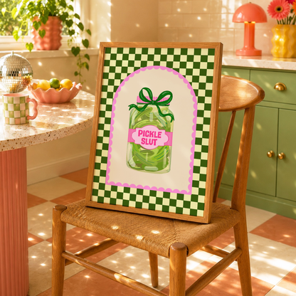 Pickle Slut Print | Funny Pickle Wall Art | Colourful Kitchen Decor | Gift for Pickle Lovers