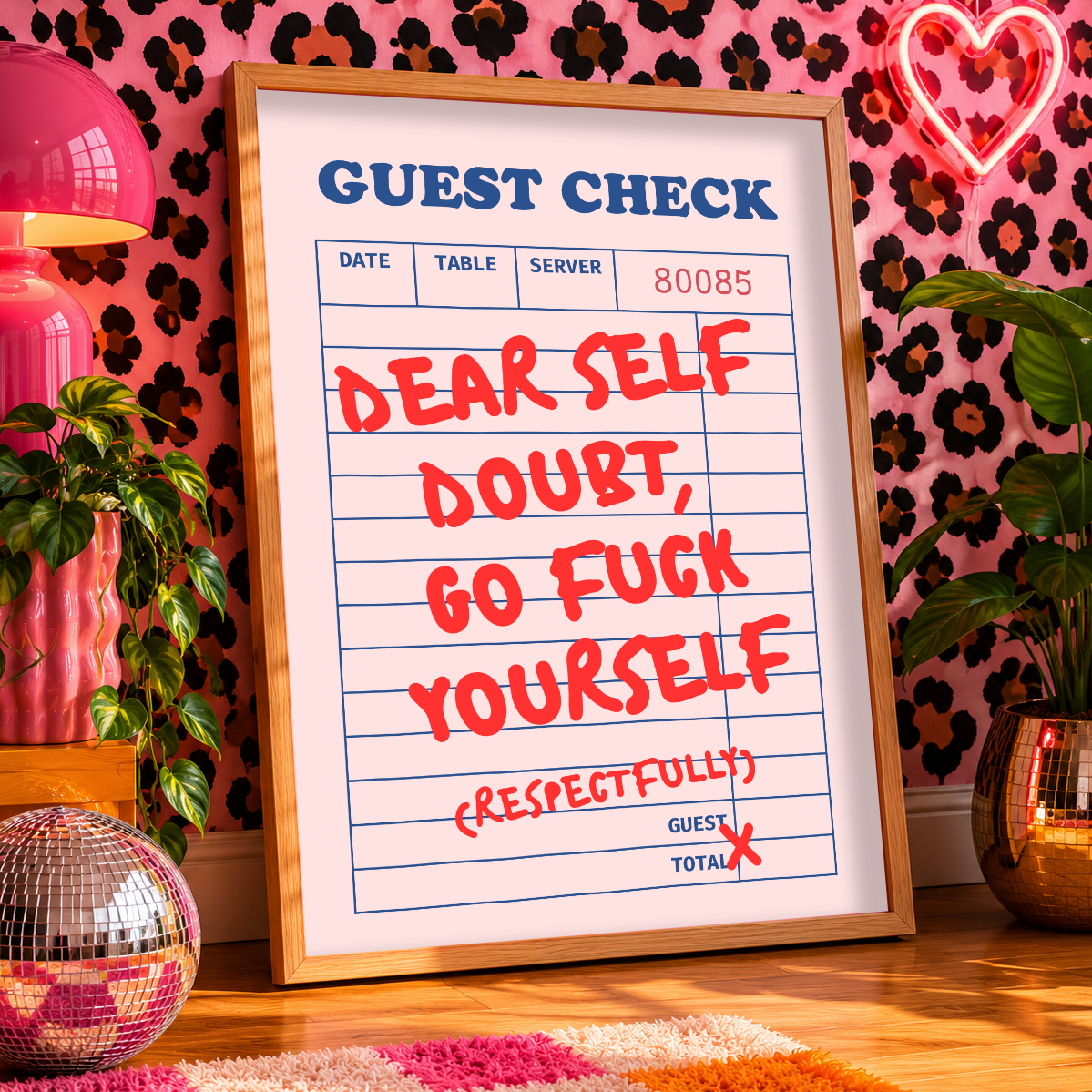 Dear Self Doubt Go F* Yourself Print | Motivational Wall Art | Confidence Poster | Dopamine Decor for ADHD Women