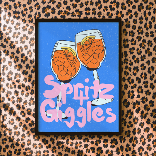 Spritz & Giggles Print | Funny Aperol Spritz Wall Art | Happy Hour Collection | Cocktail Bar Decor