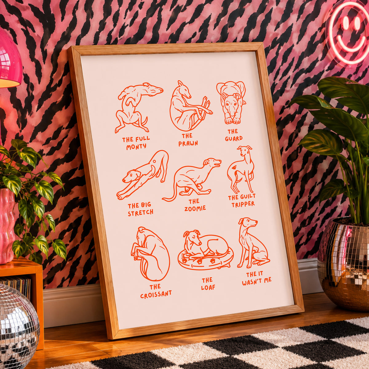 Sighthound Shapes Illustration Print | Whippet Gift | Greyhound Art