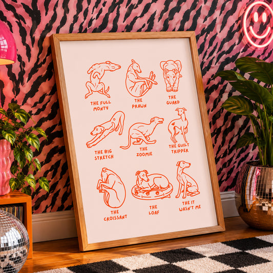 Sighthound Shapes Illustration Print | Whippet Gift | Greyhound Art