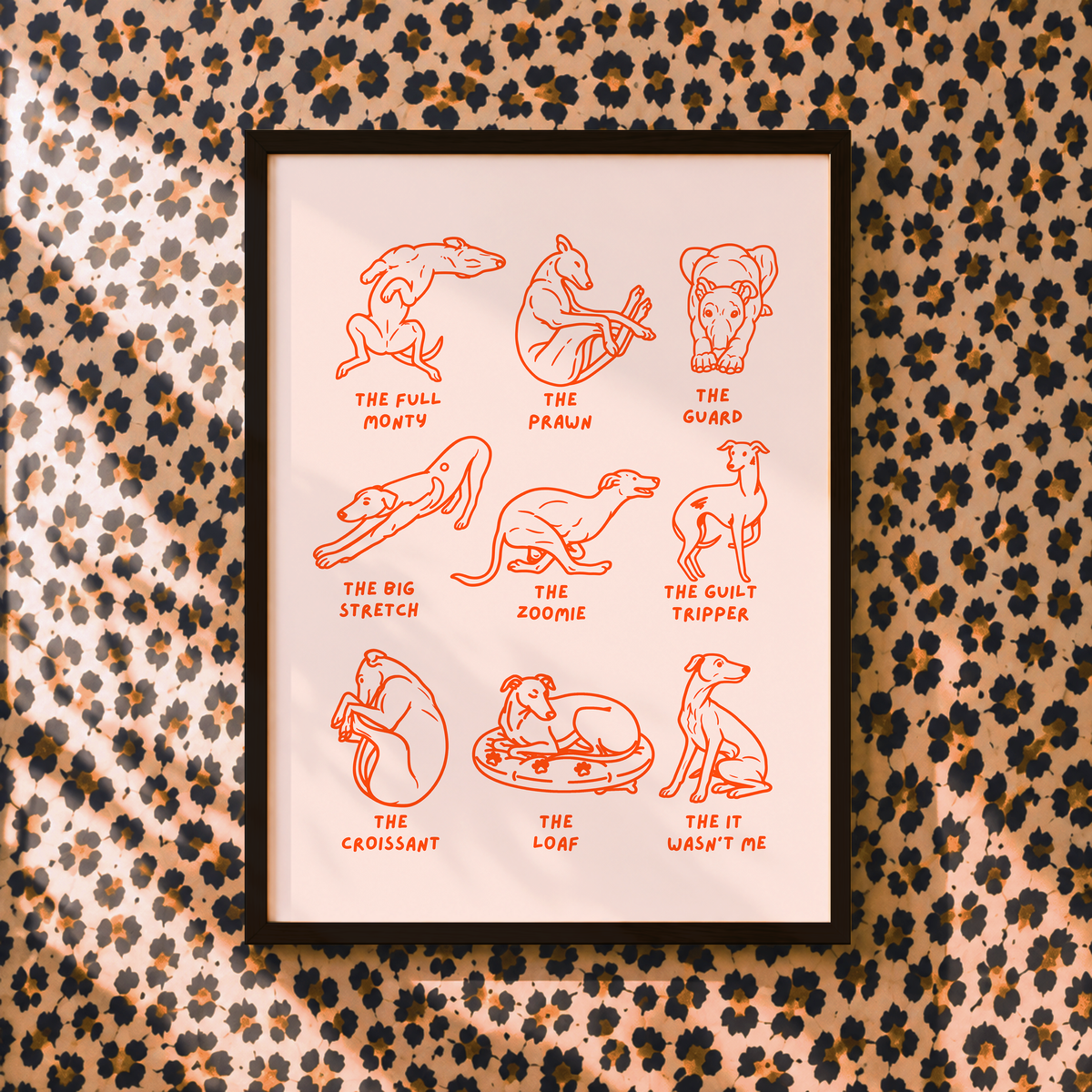 Sighthound Shapes Illustration Print | Whippet Gift | Greyhound Art