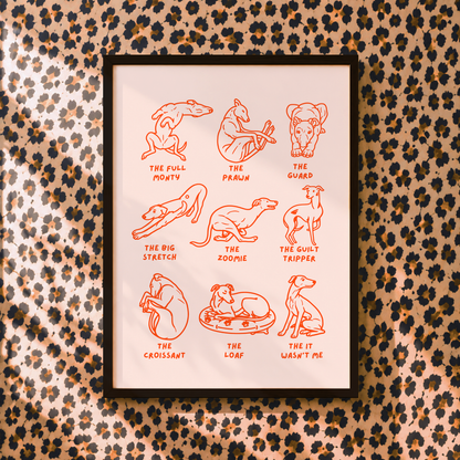 Sighthound Shapes Illustration Print | Whippet Gift | Greyhound Art