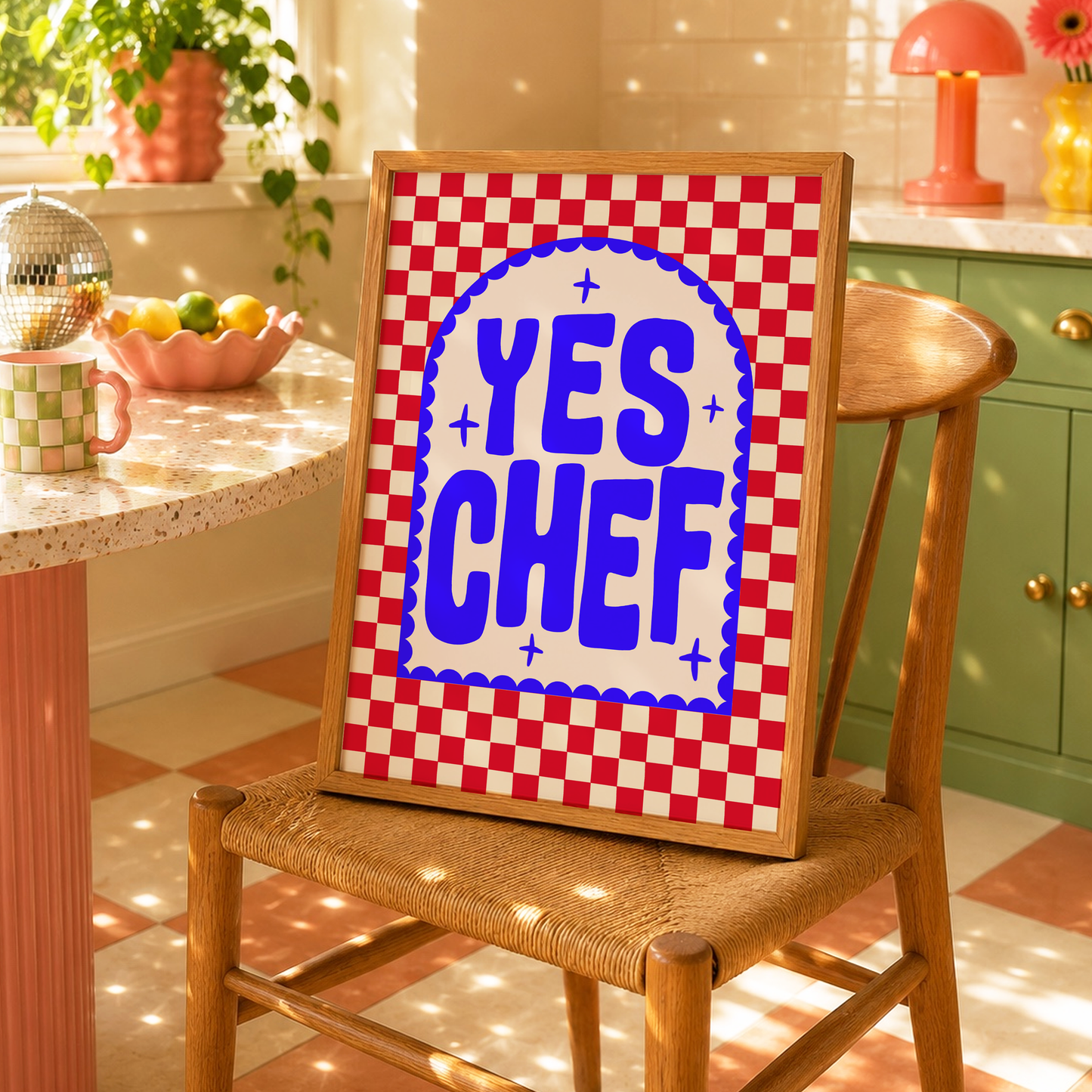 Yes Chef Print | Funny Kitchen Wall Art | Chef Inspired Kitchen Decor | Colourful Foodie Gift