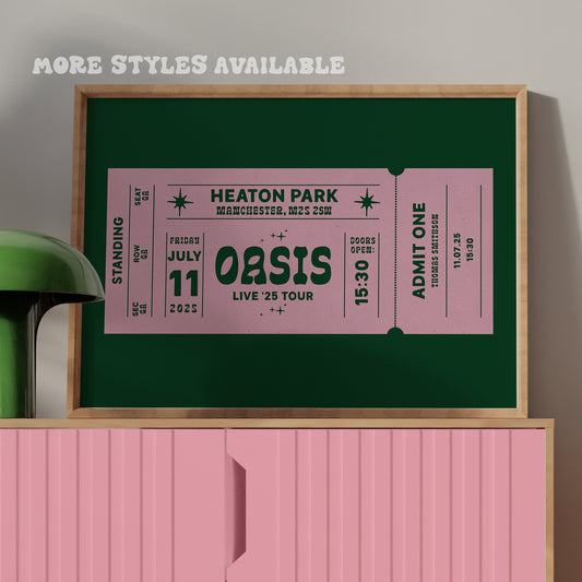 Oasis Live '25 Tour Ticket Personalised Print