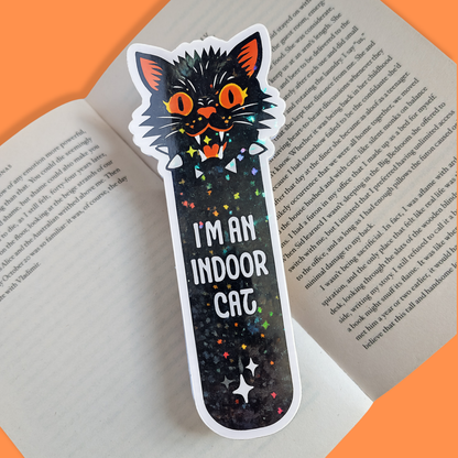 I'm An Indoor Cat Bookmark | Funny Introvert Bookmark | Cat Lover Gift | Cute Gothic Bookmark | Double-Sided Bookmark