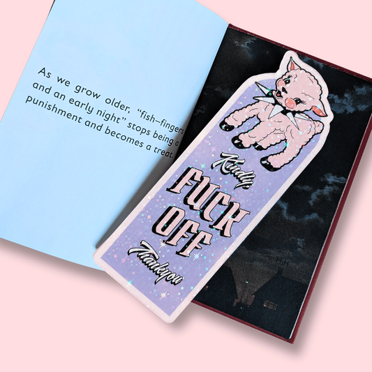Kindly F**k Off Bookmark | Funny Sweary Bookmark | Gothic Lamb Bookmark | Book Lover Gift | Double-Sided Bookmark
