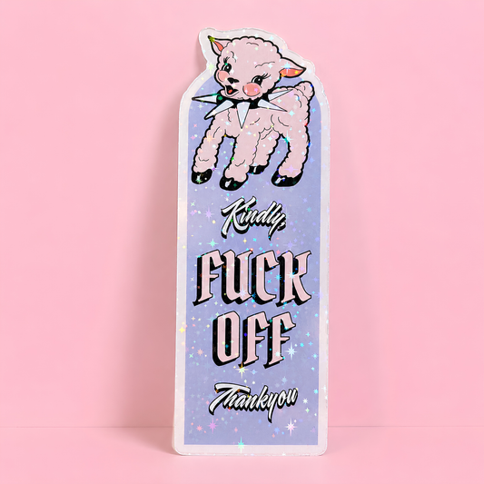 Kindly F**k Off Bookmark | Funny Sweary Bookmark | Gothic Lamb Bookmark | Book Lover Gift | Double-Sided Bookmark