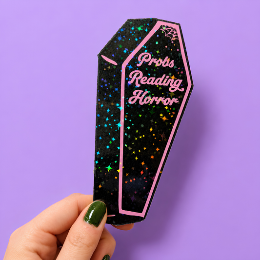 Probs Reading Horror Bookmark | Funny Horror Bookmark | Gothic Coffin Bookmark | Horror Book Lover Gift | Double-Sided Bookmark