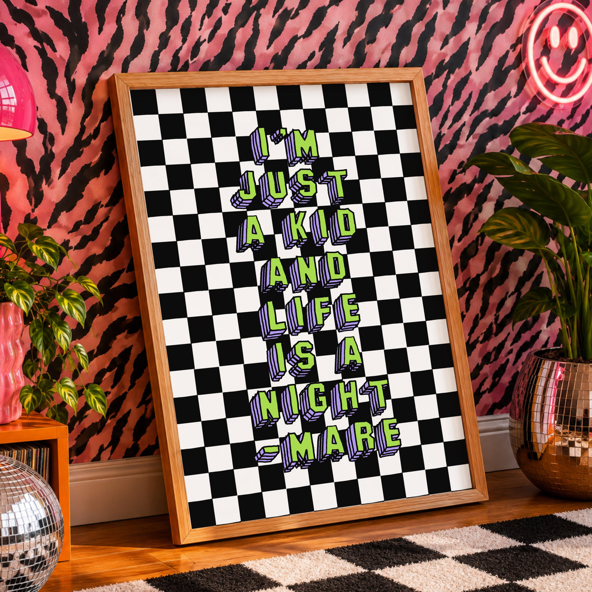 I'm Just A Kid And Life Is A Nightmare | Elder Emo Wall Art Print