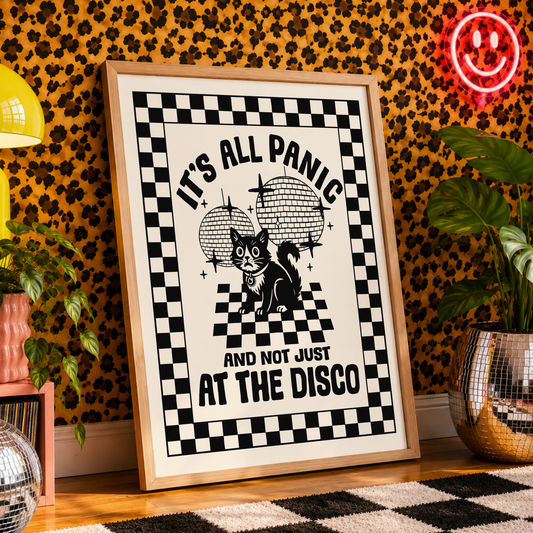 It's All Panic And Not Just At The Disco Print | Funny Anxiety Wall Art | Alternative Decor