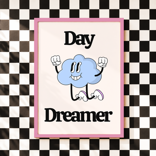 Day Dreamer Nursery Print | Cute Cloud Wall Art | Nursery Decor | Playroom Print | Dream Big Children's Bedroom Decor | Baby Shower Gift
