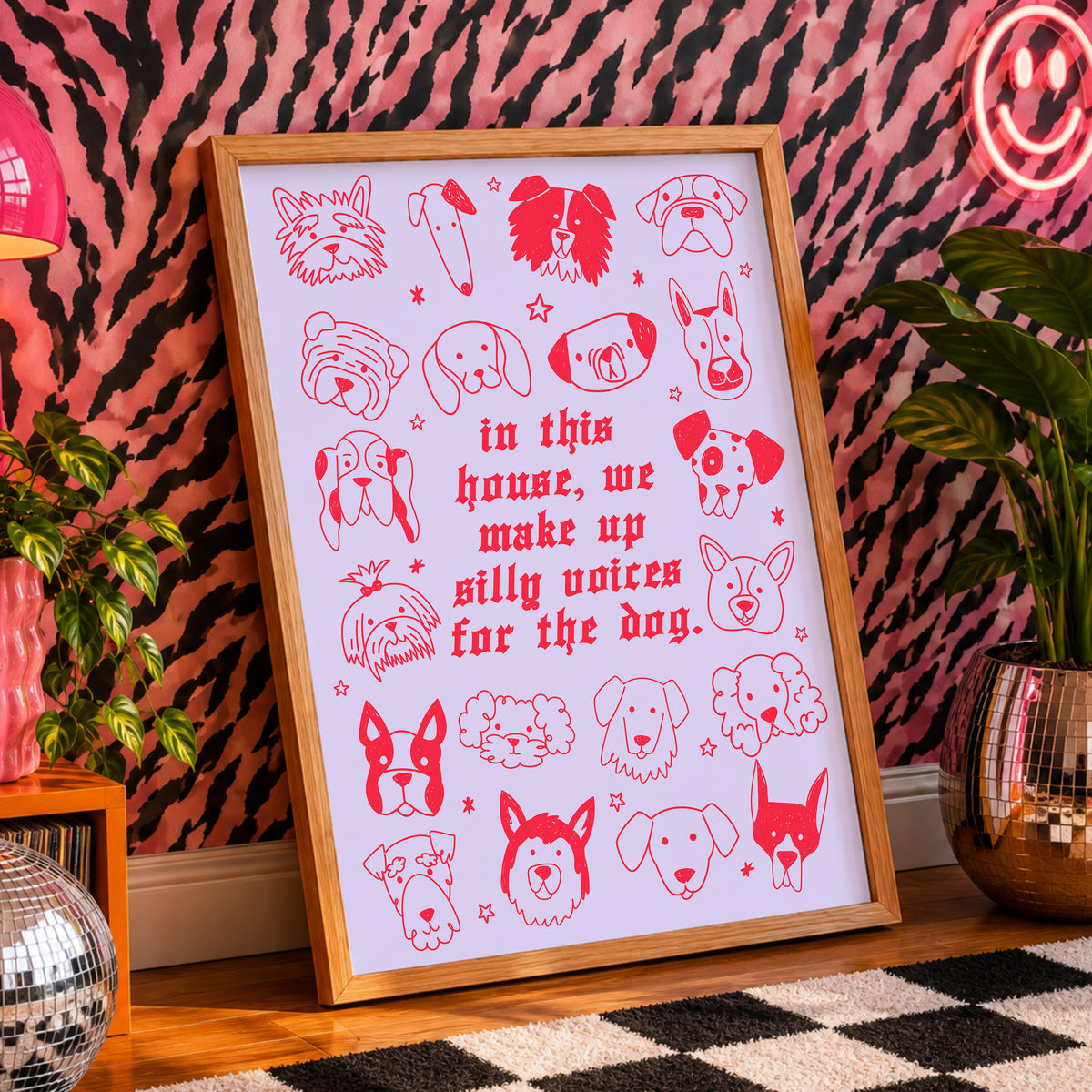 Silly Voices for the Dog Print | Funny Dog Wall Art | Colourful Pet Lover Gift