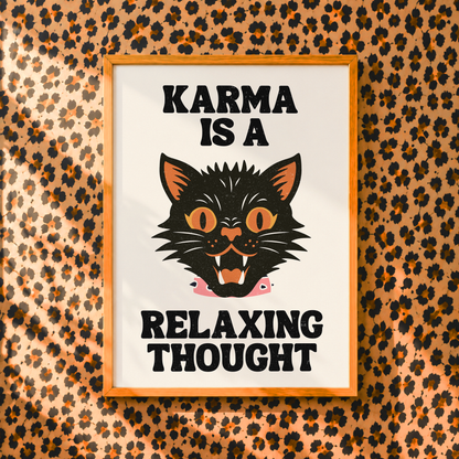 Karma Is A Relaxing Thought Print | Taylor Inspired Cat Wall Art | Funny Cat Print | Music Inspired Home Decor