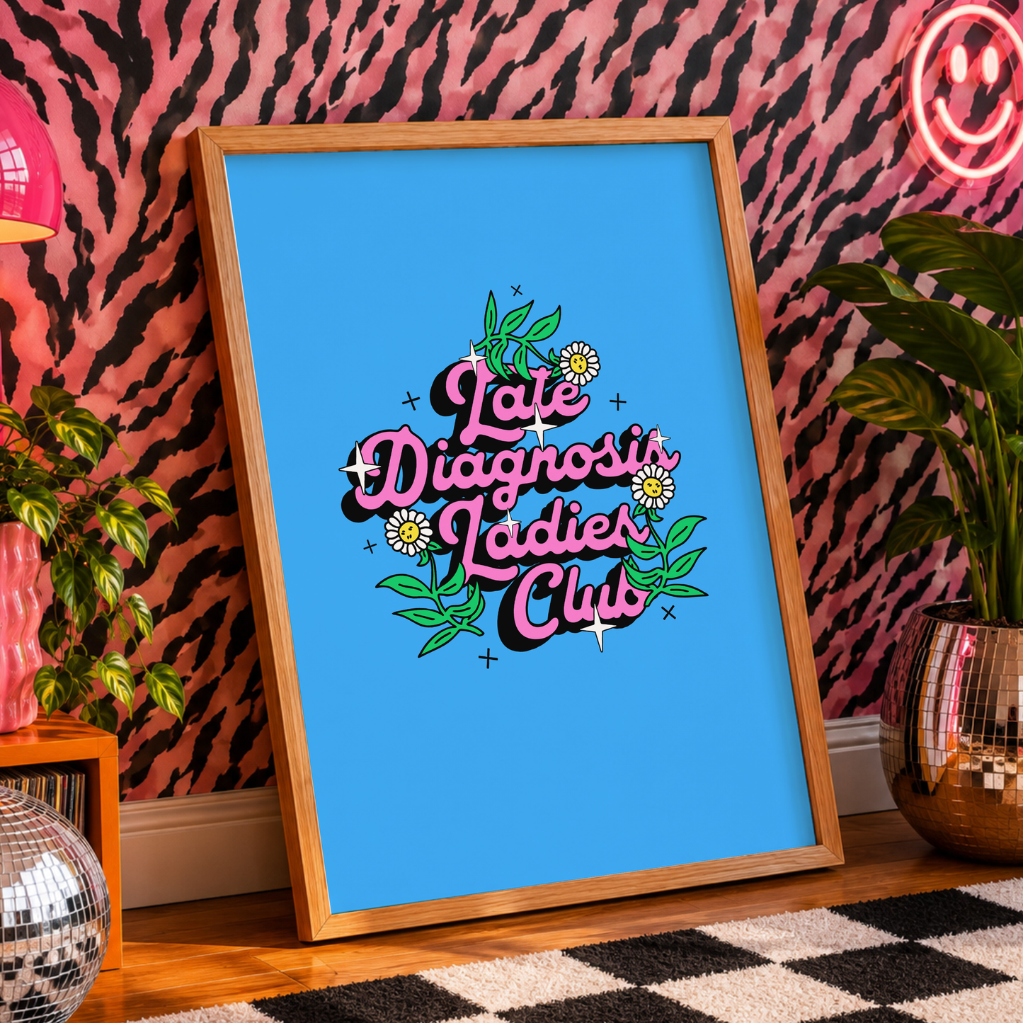 Late Diagnosis Ladies Club Print | ADHD Wall Art | Neurodivergent Women's Decor