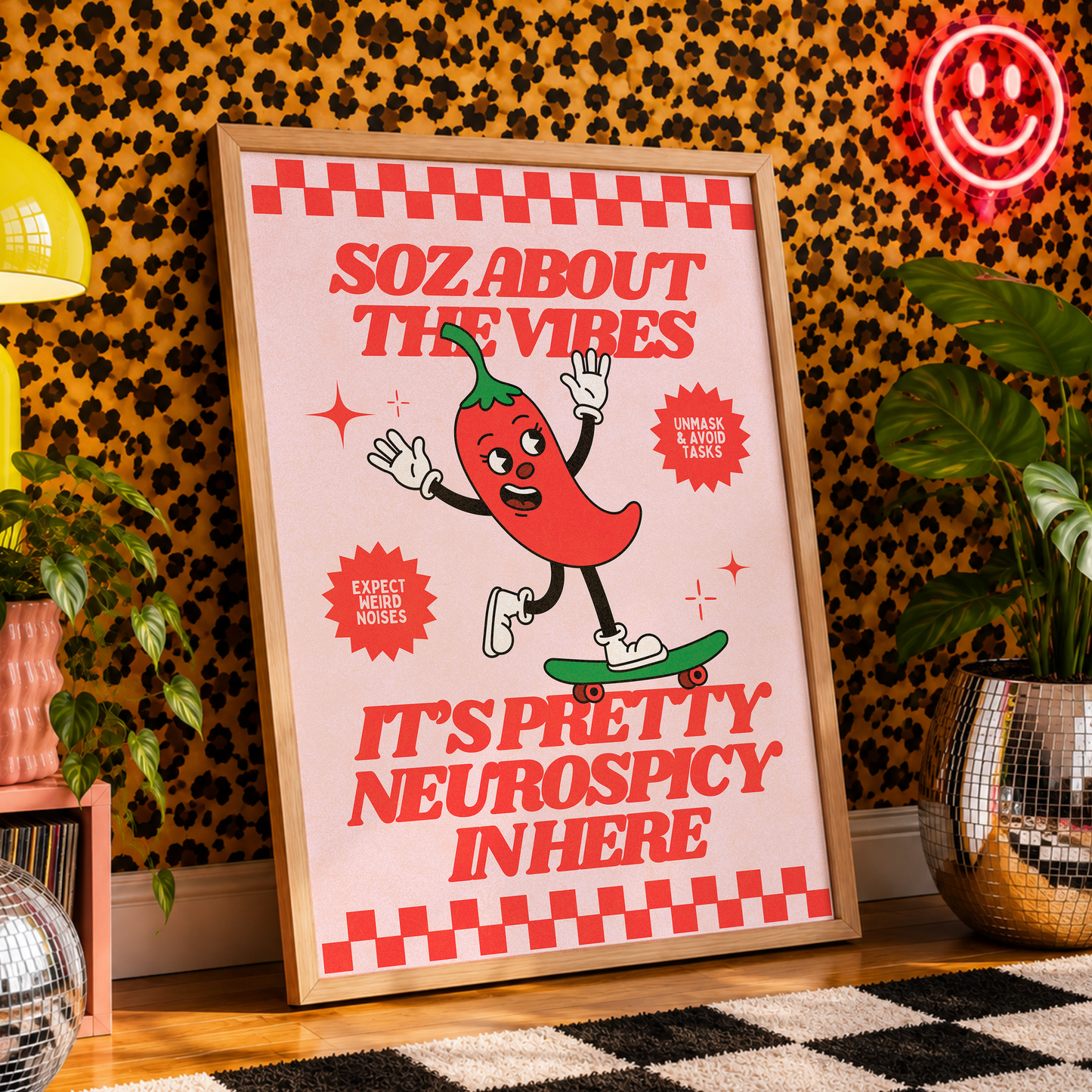 It's Pretty Neurospicy In Here Print | Funny ADHD Wall Art | Neurodivergent Humour Poster