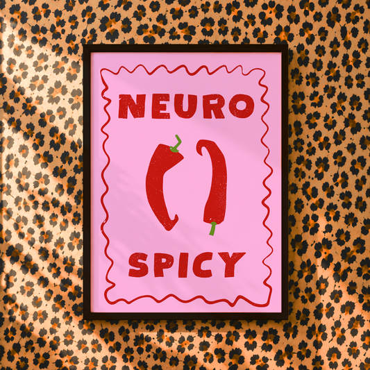 Neurospicy Print | Funny Neurodivergent Wall Art | ADHD & Autism Humour Poster | Dopamine Decor