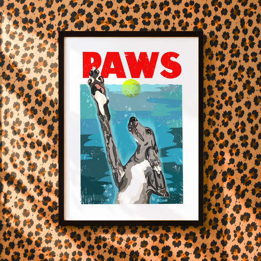 PAWS Dog Print | Funny Greyhound Wall Art | Whippet & Italian Greyhound Decor