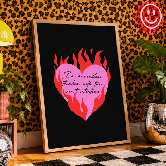 Reckless Thinker Print | Alternative Wall Art | Pop Punk Inspired Decor