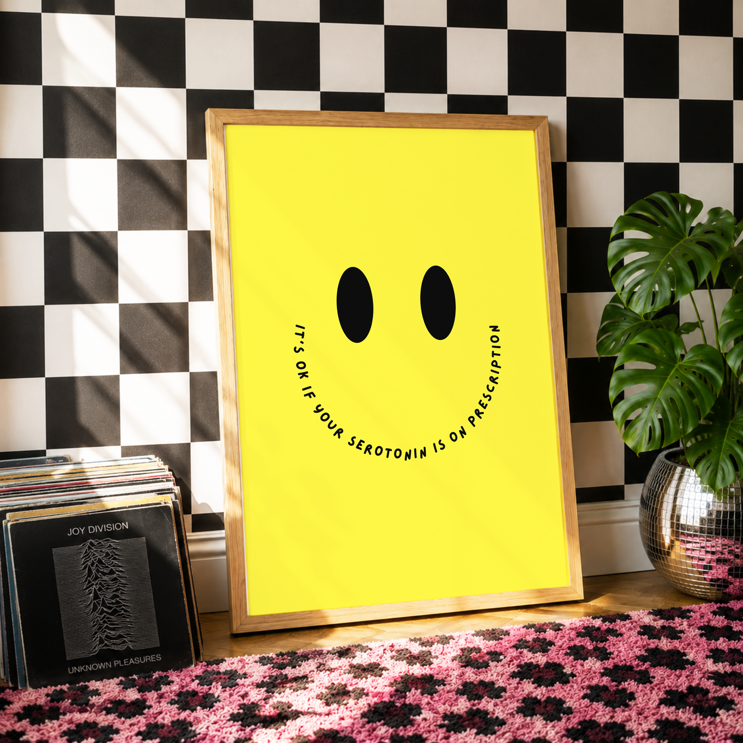 Serotonin On Prescription Print | Mental Health Wall Art | Antidepressant Positivity Poster | Dopamine Decor