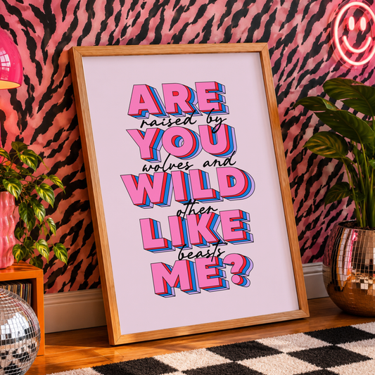 Are You Wild Like Me? Print | Wolf Alice Inspired Wall Art | Alternative Music Print | Dopamine Decor