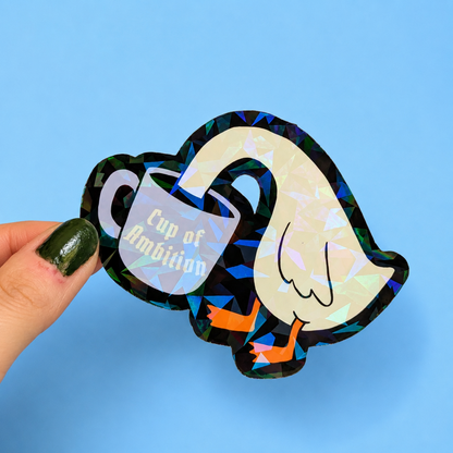 Cup of Ambition Holographic Sticker | Relatable Stickers | Alternative Vinyl Stickers | ADHD | Neurospicy | Sad Disco Club