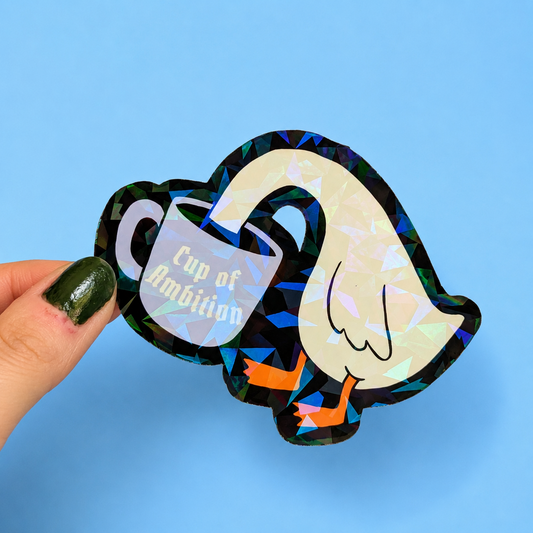Cup of Ambition Holographic Sticker | Relatable Stickers | Alternative Vinyl Stickers | ADHD | Neurospicy | Sad Disco Club