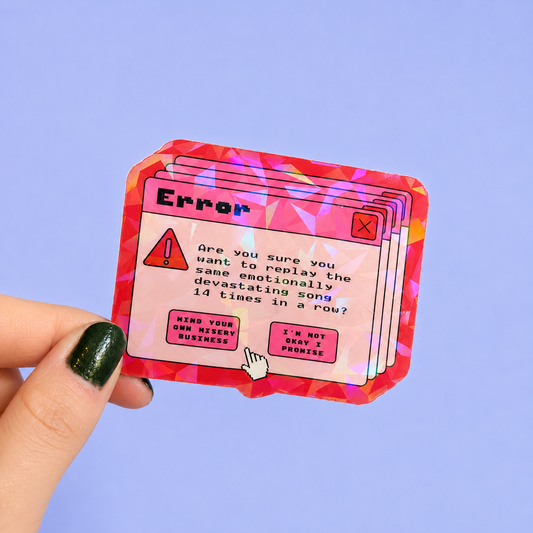 Emo Playlist Error Message Holographic Sticker | Relatable Stickers | Alternative Vinyl Stickers | Elder Emo | Neurospicy