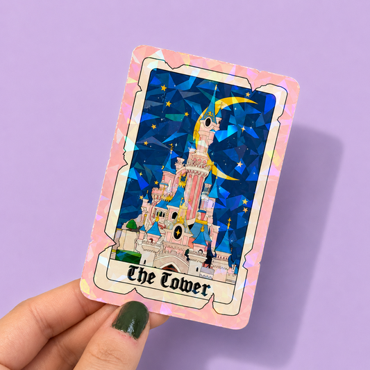 The Tower Tarot Card Holographic Sticker | Relatable Stickers | Alternative Vinyl Stickers | ADHD | Neurospicy | Sad Disco Club